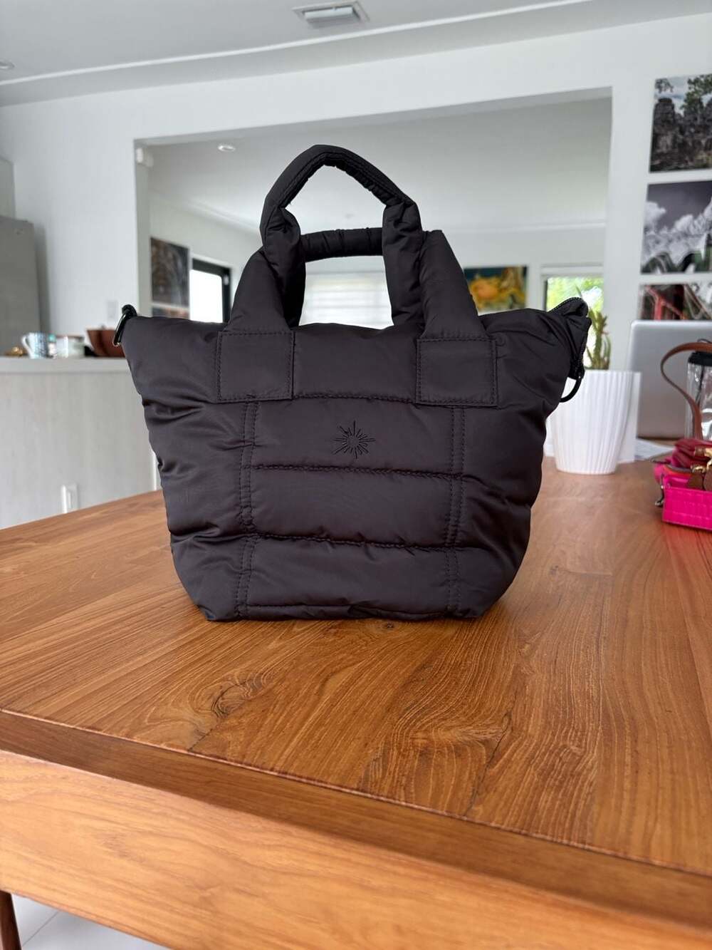 OFFLINE by Aerie Puff Love Mini Tote Bag in Black - Picture 2 of 8